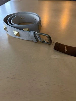 Cinturón Martina Mori Mujer Mediano Tachonado Cuero Crema Dorado Western Foto 1 de 4