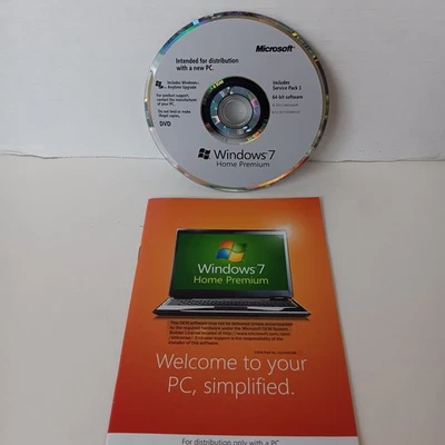 Microsoft Windows 7 Home Premium 64-BIT Service Pack - With Product Code - Image 1 of 3