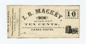 1800's 10c Ira B. Mackey (Vienna Store) - Vienna, OHIO Merchant Scrip - Picture 1 of 2