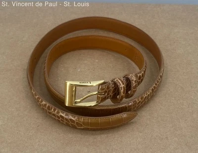 Cinturón Ralph Lauren Mujer Marrón Estampado Animal Cuero Talla L Accesorio Clásico Foto 1 de 4