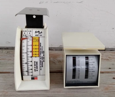 Lote de 2 básculas mecánicas de alimentos Hanson vintage dieta en buen estado Foto 1 de 4