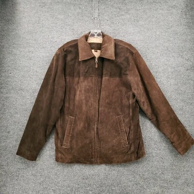 St Johns Bay Jacket Mens M Medium Brown Genuine Suede Leather Full Zip Bomber - Image 1 of 4