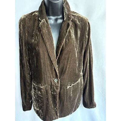 Blazer Cartonnier Terciopelo Triturado Verde Oliva Marrón Talla 2 Elegante Oficina Formal Foto 1 de 4