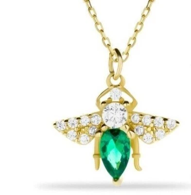 Colgante de abeja melífera simulada corte pera de 2 quilates para mujer enchapado en oro amarillo de 14 quilates Foto 1 de 3