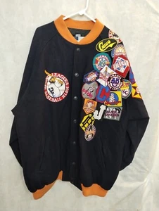 Vintage 1990's Headgear Negro League Baseball Jacket Men's 4XLarge Blue Orange - Picture 1 of 17