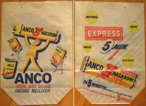 Pasta Macaroni 1930s European Advertising Bag Sac, Anco Character - Picture 1 of 1