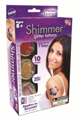 Idea Village Shimmer GlitterTattoos Dermatologist Approved Temporäres Körpertattoo