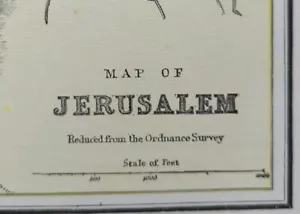 Vintage 1888 JERUSALEM Map 14"x11" Old Antique Original CITY OF DAVID ZION GATE - Picture 1 of 8