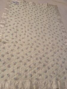 Vtg Storktex Yellow Baby Blanket Crib Quilt Flower Bouquet Satin Trim NWT