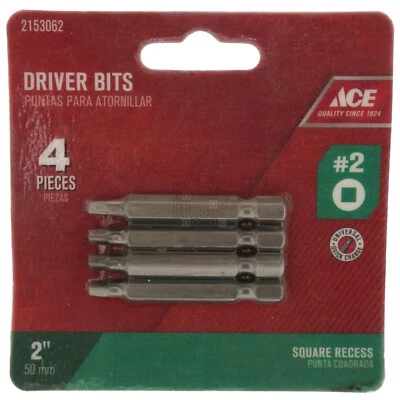 ACE Hardware 2153062 #2 Square / SQ2 Driver Bits, 2" Length, 4-Pack - Image 1 of 4