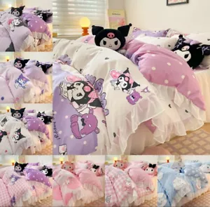 Kuromi My Melody Cinnamoroll Cotton Bedding Set Sheet Quilt Cover Pillow Case - Picture 1 of 27