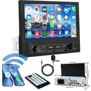 Single 1Din 7" Touch Screen Stereo Bluetooth Radio Car Apple/Android Carplay GPS - Picture 1 of 13