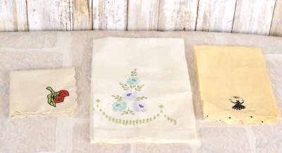 Lote de 3 pañuelos bordados vintage para mujer Foto 1 de 4