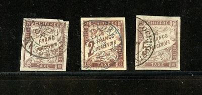 KMC4076-French Colonies #J12-J14 (F038) Hi Values, Postage Dues, U,FVF,CV$122.50 - Image 1 of 2