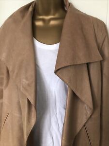 Designer NICOLE FAHRI Real Leather Long Sleeved Jacket Caramel Size 12