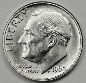 1960 Brilliant Gem Silver Roosevelt Dime CP1625 - Picture 1 of 2