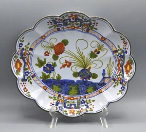 Vintage Italian Pottery Hand Painted Platter or Shallow Bowl Floral Design - Picture 1 of 7
