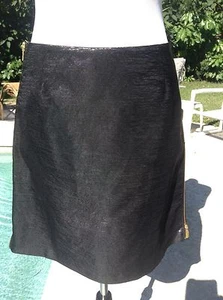 NUEVO CON ETIQUETAS Laundry by Shelli Segal Falda Metálica Negra y Plateada Sexy Cremalleras Laterales Talla 4 - Imagen 1 de 4