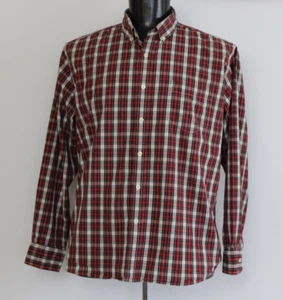 GH Bass Co Mens Button Front Shirt Sz XL X-Large Red Black Wht Plaid Long Sleeve - Picture 1 of 15