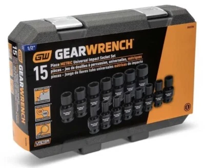 GearWrench 84939N 15 Pc. 1/2 in. Drive 6 Point Standard Universal Impact Metric  - Image 1 of 4