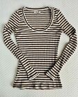 MADEWELL Women’s Size XS Brown & White Stripe Cotton Blend Scoop Neck Knit Top