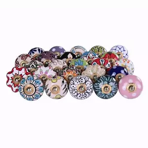20 Pcs Wholesale Lot Vintage Look Ceramic Door Knobs Cabinet Drawer Pull Handle - Picture 1 of 6