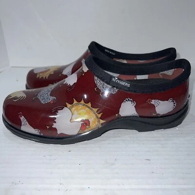 Sloggers Womens Red Chicken Print Waterproof Rain Garden Shoe Size 8 - Image 1 of 4