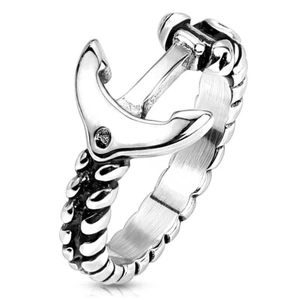 Bague Homme en Acier Inoxydable Argenté - Ancre et Cordage - Bild 1 von 4