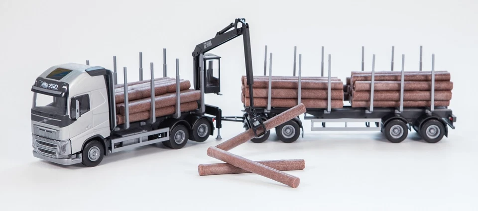 EMEK, Autocarro con cassone ribaltabile VOLVO FH16 6x4 grigio con rimorchio p... - Immagine 1 di 1