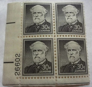 SCOTT #1049 US BRIEFMARKEN - ROBERT E. LEE 30 CENT nummerierter PLATTENBLOCK - FG - POSTFRISCH - Bild 1 von 3