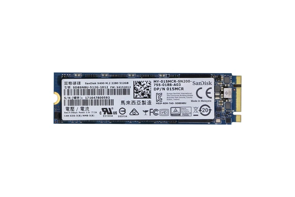 Dell 512GB SATA M.2 2280 6G l SSD SD8SN8U-512G-1012 D P/N: 15MCR Foto 1 de 1