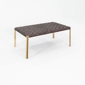2020s Gratz / Laverne TG-18 Small Bench in Bronze and Brown Leather 27x44 Inches - Picture 1 of 12