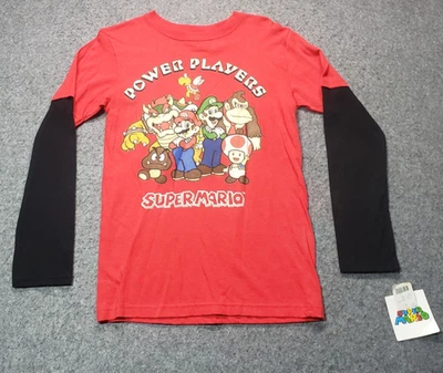 Super Mario boys size 14/16 power players long sleeve shirt NWT red & black - Image 1 of 4
