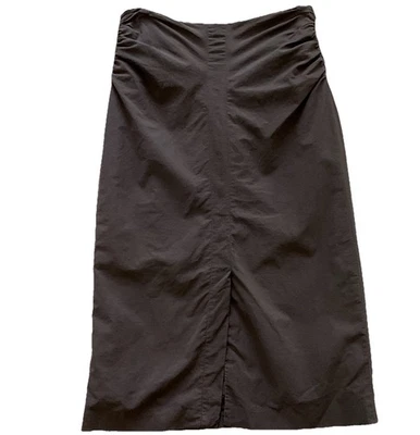 棕色褶皱腰中裙开衩休闲现代简约 — 第 1/4 张图片