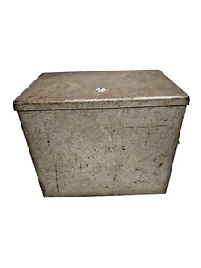 Vintage verzinkte isolierte Metall Aufbewahrungsbox mit Schloss & Schlüssel 13,5x8,5x11,25" - Bild 1 von 14