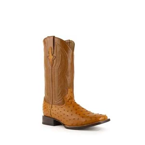 Men's Ferrini Colt Full Quill Ostrich Boots Handcrafted Cognac - Picture 1 of 6