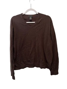 J Ferrar Sweater Large Men's Pullover Brown V-Neck Cotton Blend Size XL - Picture 1 of 6