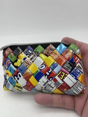Wrapper Weaved Coin Purse With Zipper Made With Candy & Other Wrappers - Image 1 of 4