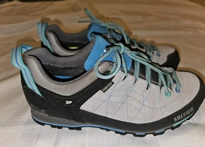 Salewa Mountain Trainer Pelle 3F женский размер 9 серый и синий вибратор водонепроницаемый  - Изображение 1 из 4