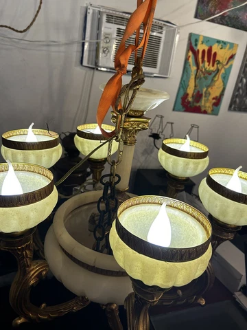 BRONZE antique Chandelier  Museum Quality with alabaster Cover