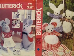 Lot 2 UC Vintage Stuffed Animals Sewing Patterns Mouse Sewing Pattern Bear Bunny - Picture 1 of 3