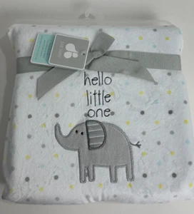 RARE HTF NWT Just Born Hello Little One Elephant White Polka Dot Baby Blanket - Picture 1 of 5