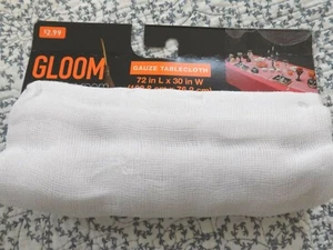 Halloween Gloom For Your Room Gauze Tablecloth ~ White ~ 72" X 30" ~ New - Picture 1 of 1
