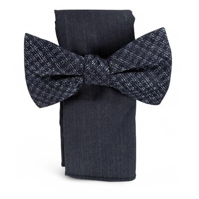 Bar Iii Men's Pre Tied Bow Tie & Solid Pocket Square Set Blue NWT $55 - Image 1 of 2