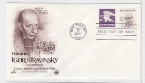 TurtlesTradingPost- Igor Stravinsky- Composer- 1982 #1845  Artcraft Variety  FDC - Picture 1 of 1