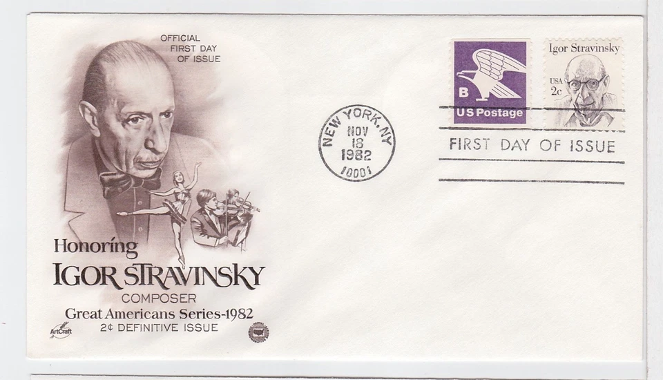 TurtlesTradingPost- Igor Stravinsky- Composer- 1982 #1845  Artcraft Variety  FDC - Image 1 of 1