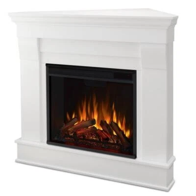 Real Flame Chateau Electric Corner Fireplace in White - Image 1 of 4
