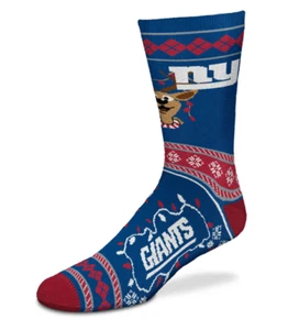 New York Giants Football Reindeer Christmas Sweater Stripe Deuce Crew Socks - Picture 1 of 1