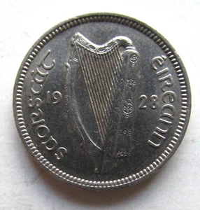 1928 IRLANDA Stato Libero Rame-Nichel Trepence 3d - Foto 1 di 2