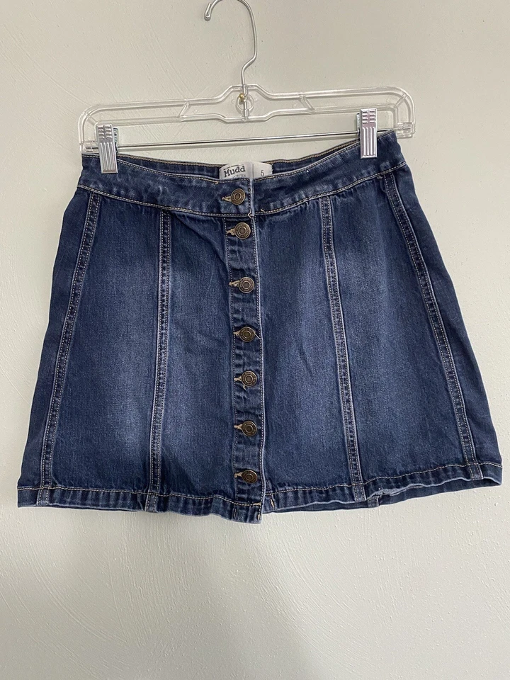 Minifalda vaquera Mudd Distressed talla 5 elástica con botones Foto 1 de 4